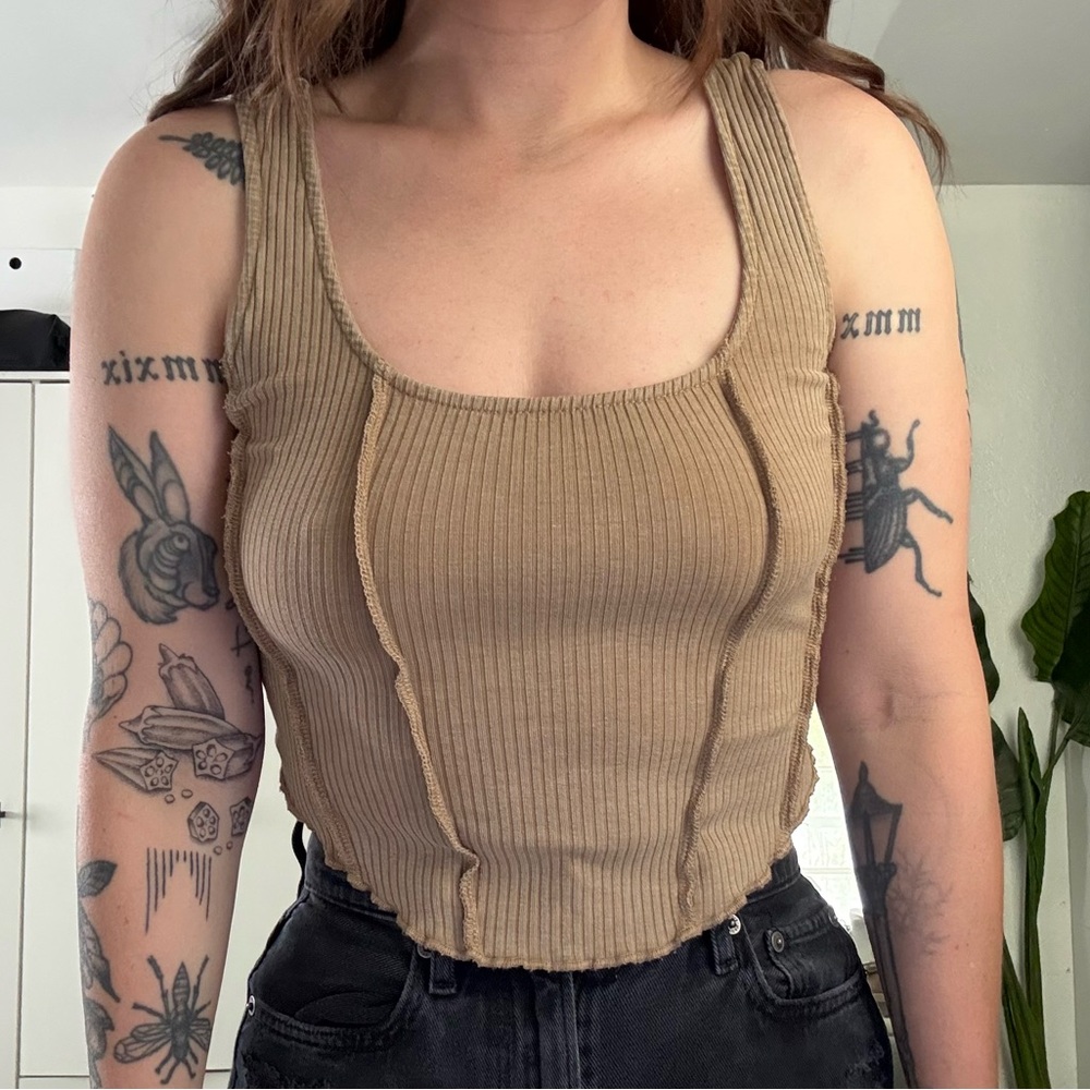 Wild Fable Ribbed Brown Tank Top